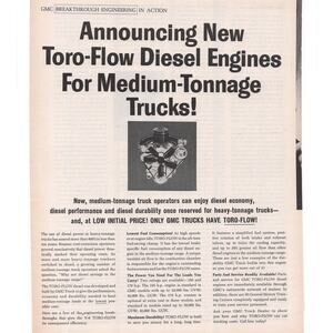 GMC Toro-Flow Diesel Engine Magazine Advertisement 1960 Vintage Truck Automotive